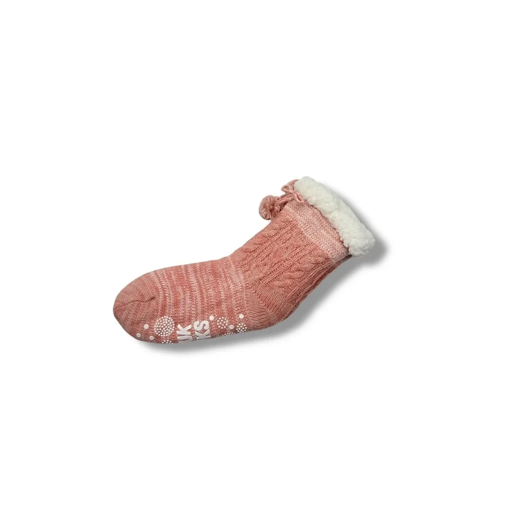Muk Luks‎ NWT Cabin Socks Women's One Size Pink Cozy Fleece Lined Winter